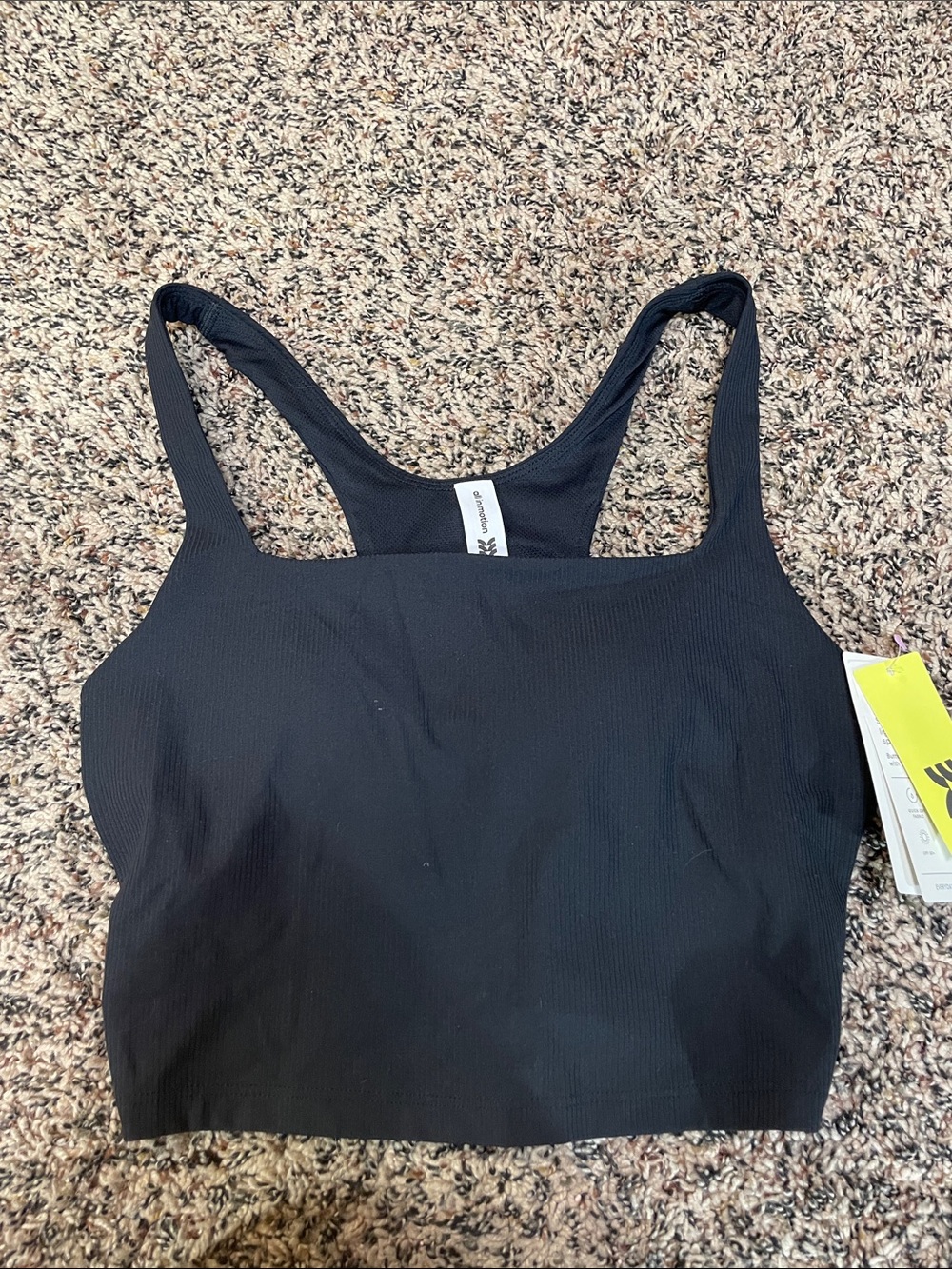 Sporty Black Ribbed Racerback Crop Bralette XS All In Motion NWT